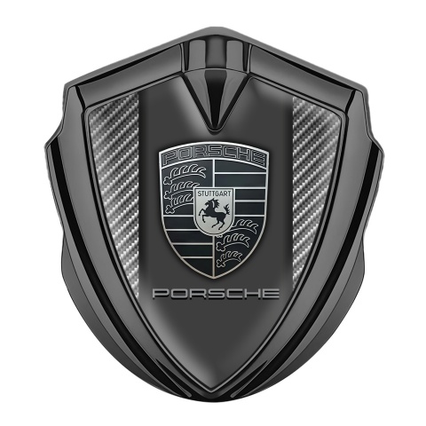 Porsche Bodyside Badge Self Adhesive Graphite Light Carbon Greyscale Logo