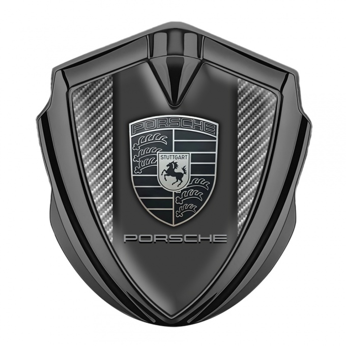 Porsche Bodyside Badge Self Adhesive Graphite Light Carbon Greyscale Logo
