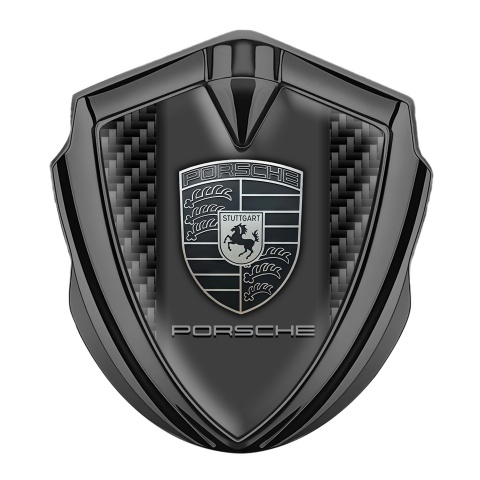 Porsche Fender Emblem Badge Graphite Black Carbon Monochrome Edition