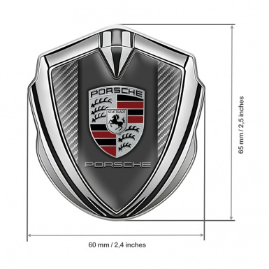 Porsche Metal Emblem Self Adhesive Silver Light Carbon Base Classic Variant