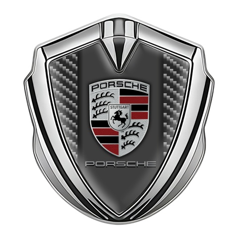 Porsche Tuning Emblem Self Adhesive Silver Light Carbon Red Elements Crest