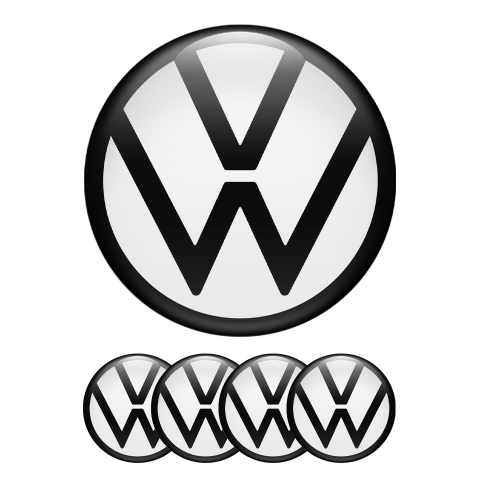 VW Silicone Stickers Center Cap White Black New Style Logo