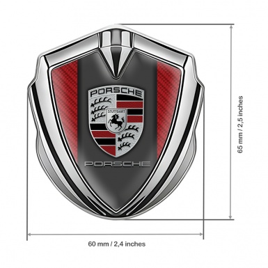 Porsche Trunk Metal Emblem Badge Silver Crimson Carbon Red Elements Design