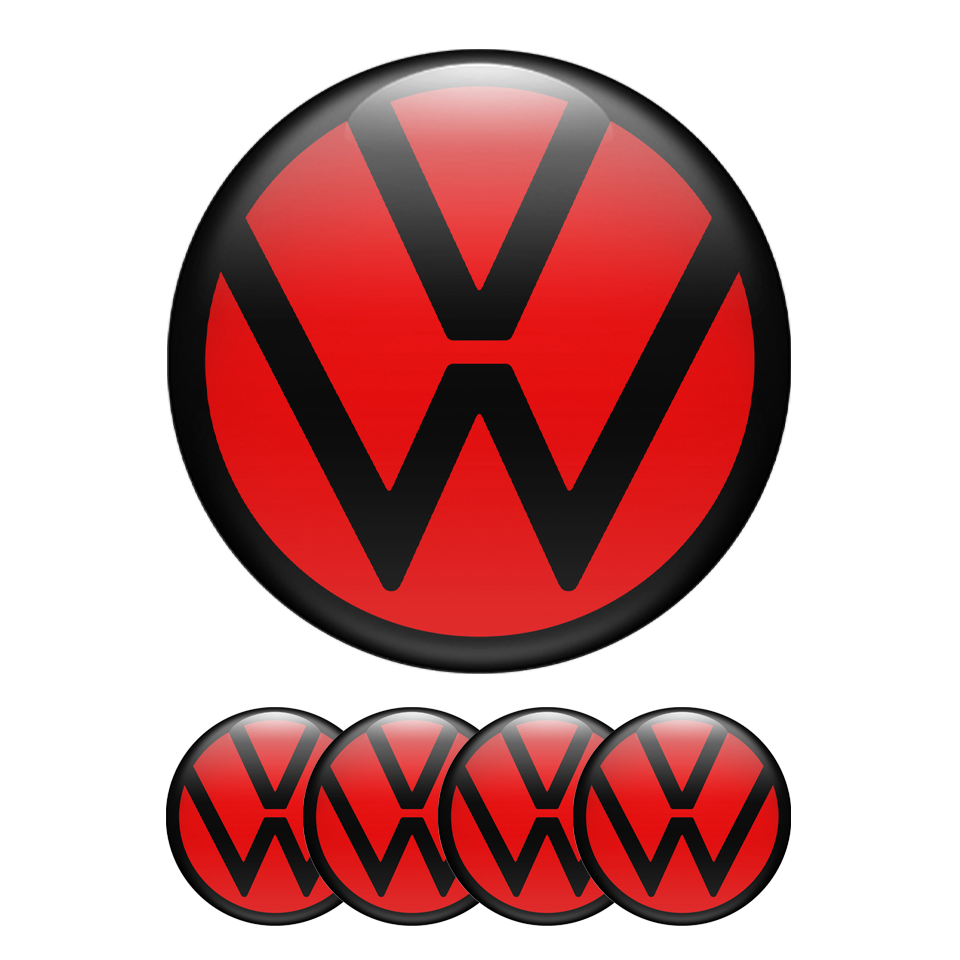 Red vw cheap center caps