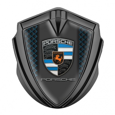 Porsche Metal Emblem Self Adhesive Emblem Graphite Blue Facet Classic Crest