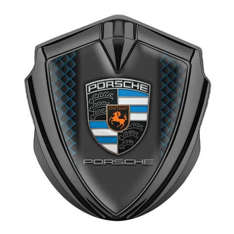 Porsche Metal Emblem Self Adhesive Emblem Graphite Blue Facet Classic Crest