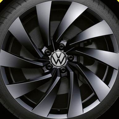 VW Dome Stickers Wheel Center Cap Grey Black New Style Logo