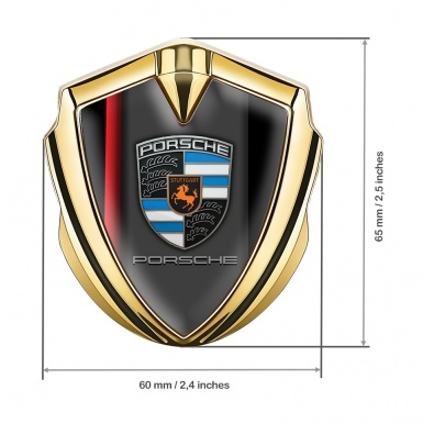Porsche Tuning Emblem Self Adhesive Gold Black Red Gradient Line Edition