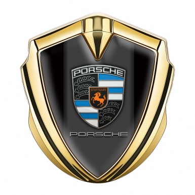 Porsche Self Adhesive Bodyside Emblem Gold Black Foundation Blue Fragment