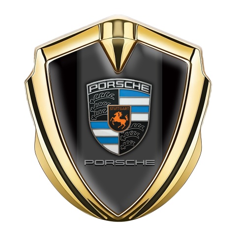 Porsche Self Adhesive Bodyside Emblem Gold Black Foundation Blue Fragment