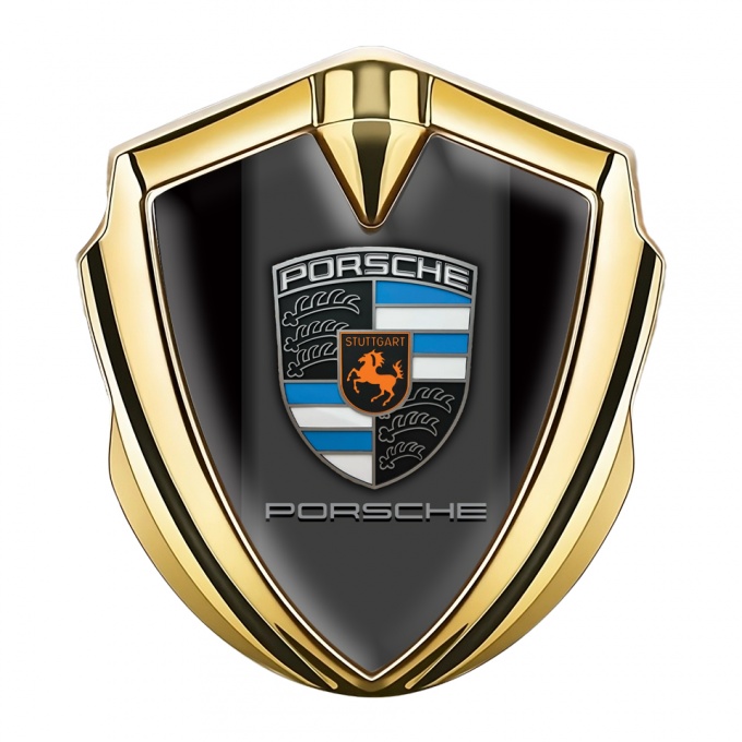 Porsche Self Adhesive Bodyside Emblem Gold Black Foundation Blue Fragment