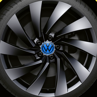VW Wheel Center Caps Emblem 3D Blue Black New Style Logo Ring