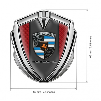 Porsche Trunk Metal Emblem Badge Silver Red Carbon Blue Crest Motif