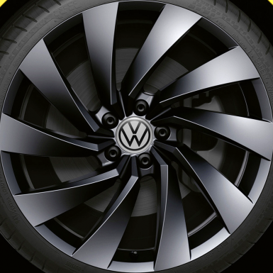 VW Dome Stickers Wheel Center Cap Grey Black New Style Logo Ring