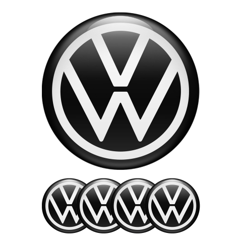VW Silicone Stickers Center Cap Black White New Style Logo Ring