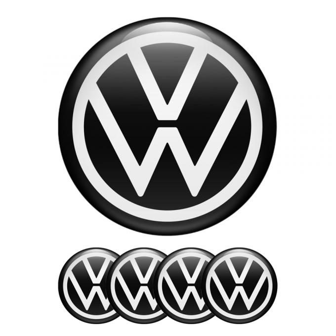 VW Silicone Stickers Center Cap Black White New Style Logo Ring