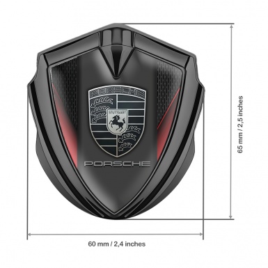 Porsche Bodyside Domed Emblem Graphite Dark Mesh Scarlet Fins Grey Logo