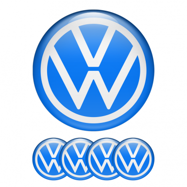 VW Wheel Center Caps Emblem 3D Blue White New Style Logo Ring