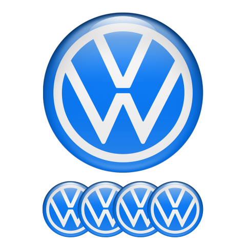 VW Wheel Center Caps Emblem 3D Blue White New Style Logo Ring