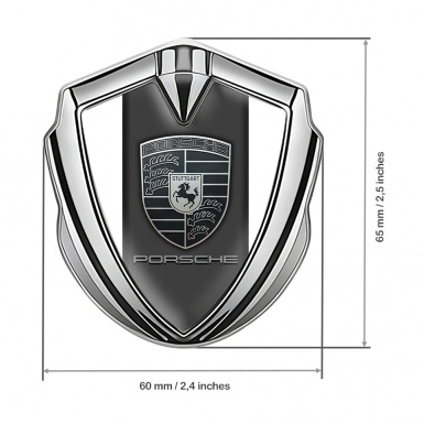 Porsche Tuning Emblem Self Adhesive Silver White Base Greyscale Design