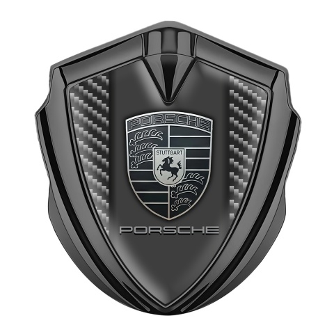 Porsche Tuning Emblem Self Adhesive Graphite Dark Carbon Greyscale Motif