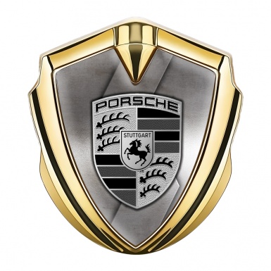 Porsche Bodyside Badge Self Adhesive Gold Rusty Steel Element Design
