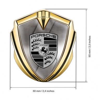 Porsche Bodyside Badge Self Adhesive Gold Rusty Steel Element Design