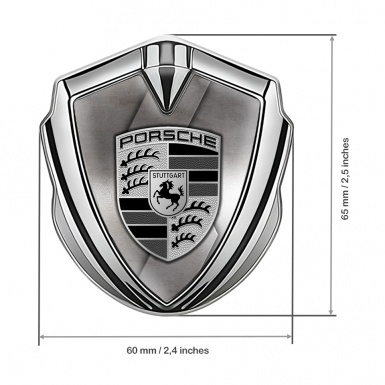 Porsche Bodyside Badge Self Adhesive Silver Rusty Steel Element Design