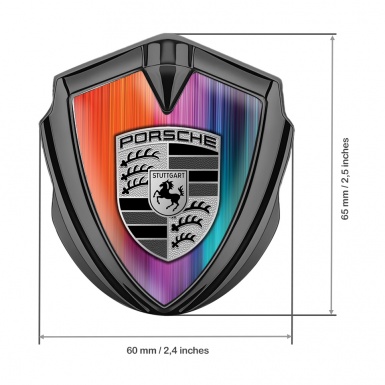 Porsche Tuning Emblem Self Adhesive Graphite Color Strokes Monochrome Logo