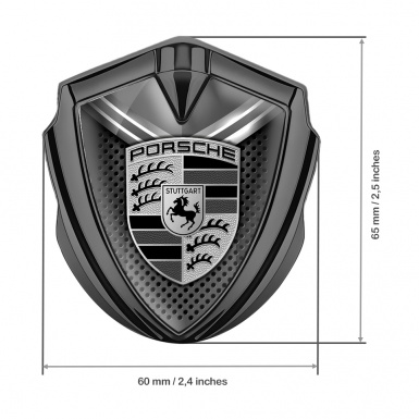 Porsche Self Adhesive Bodyside Emblem Graphite Grey Mesh Monochrome Crest