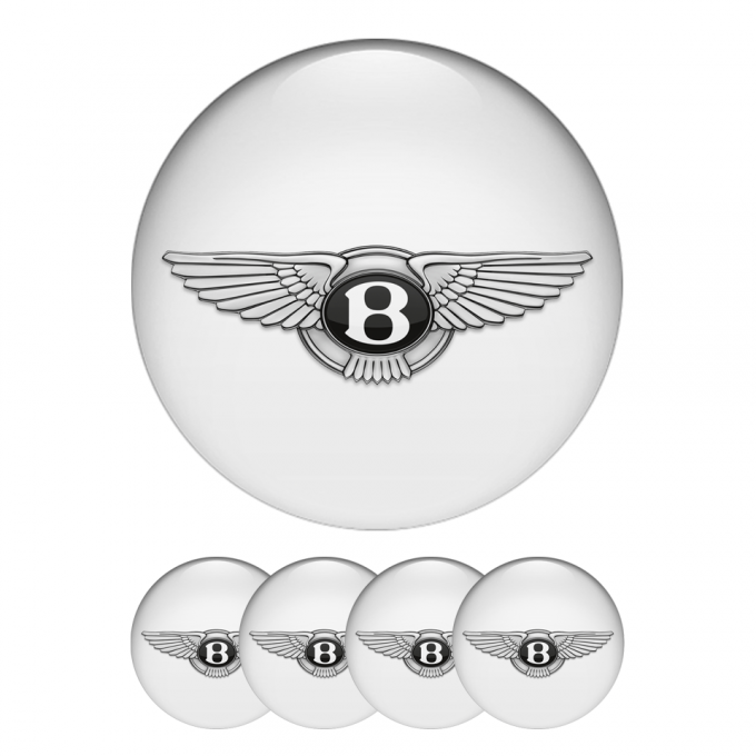 Bentley Center Hub Dome Stickers 3D White Logo
