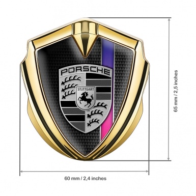 Porsche Bodyside Domed Emblem Gold Black Carbon Color Gradient Stripe