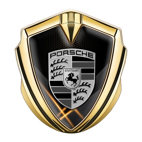 Porsche Self Adhesive Bodyside Emblem Gold Orange Hex Glowing Pillars