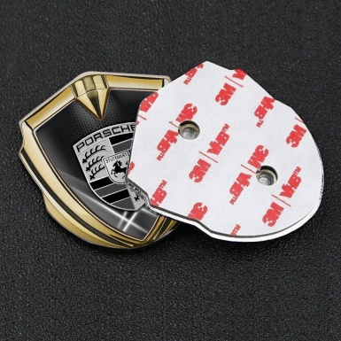 Porsche Metal Emblem Self Adhesive Gold Grey Hex Glowing White Pillars