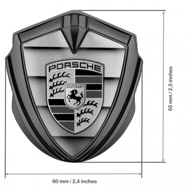 Porsche Bodyside Badge Self Adhesive Graphite Steel Curtain Monochrome Motif