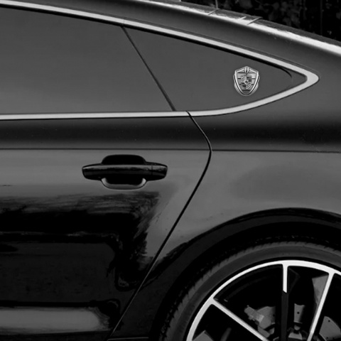 Porsche Bodyside Badge Self Adhesive Silver Steel Curtain Monochrome Motif