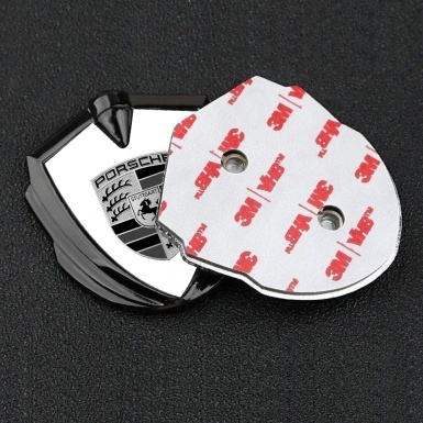 Porsche Metal Emblem Self Adhesive Graphite White Base Monochrome Edition