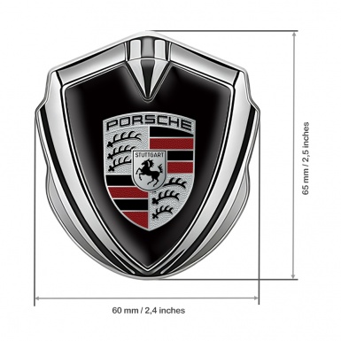 Porsche Self Adhesive Bodyside Emblem Silver Basis Red Fractions Logo