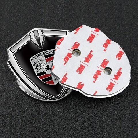 Porsche Self Adhesive Bodyside Emblem Silver Basis Red Fractions Logo