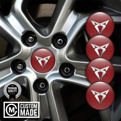 Seat Cupra Wheel Emblems Red Carbon
