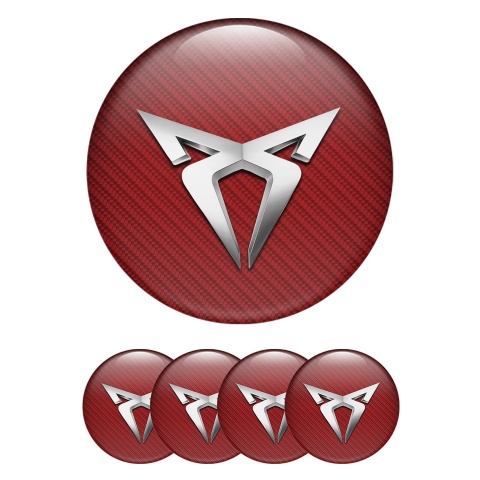 Seat Cupra Wheel Emblems Red Carbon