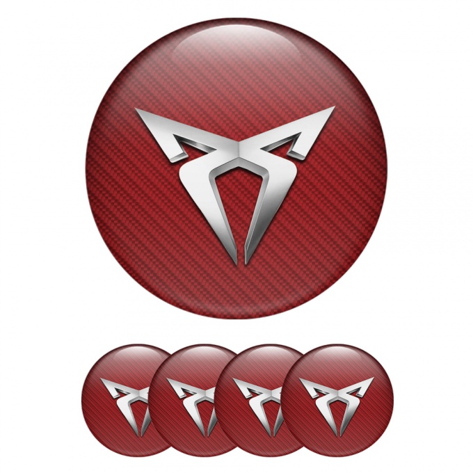 Seat Cupra Wheel Emblems Red Carbon