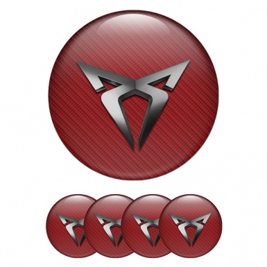 Seat Cupra Wheel Emblems Red Carbon Dark Logo