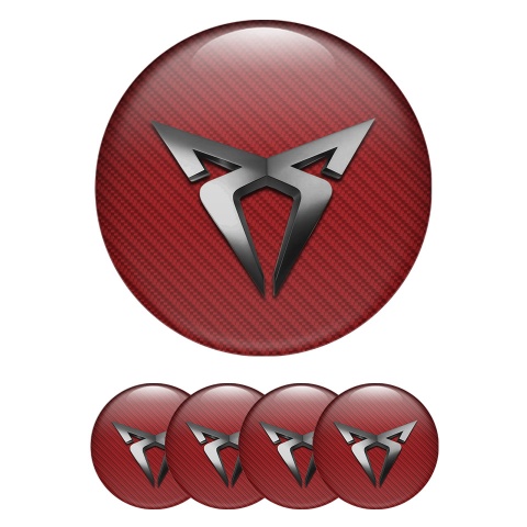 Seat Cupra Wheel Emblems Red Carbon Dark Logo