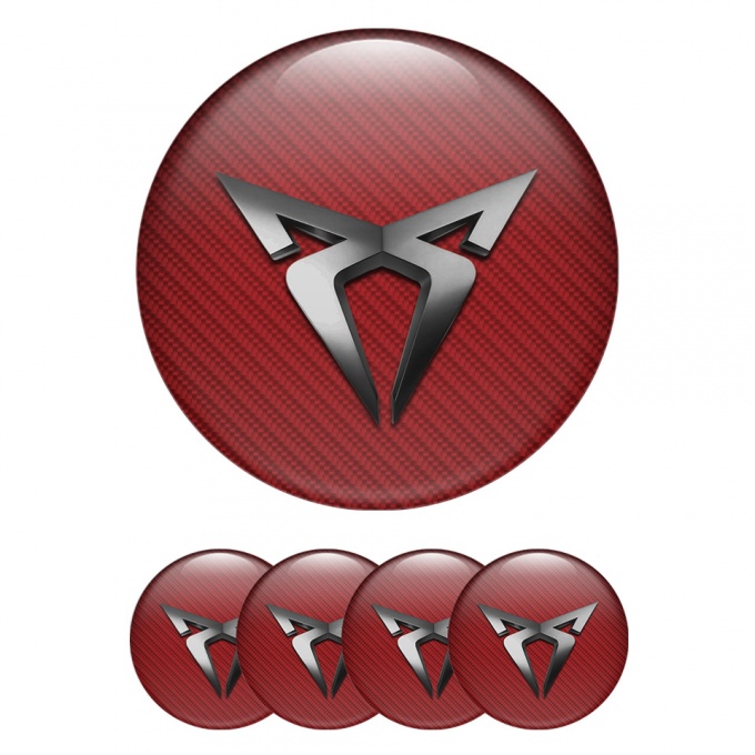 Seat Cupra Wheel Emblems Red Carbon Dark Logo