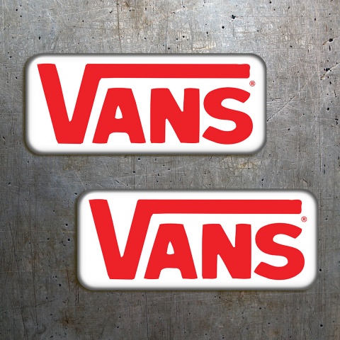 Vans Silicone White Sticker with Red  Classic Logo 2 pcs