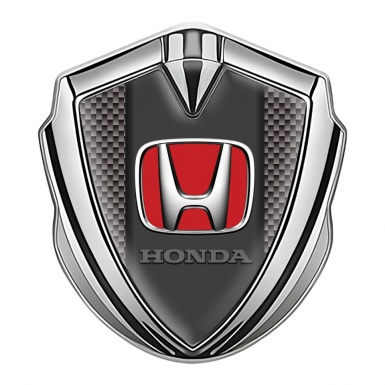 Honda Trunk Emblem Badge Silver Grey Carbon Red Logo Design