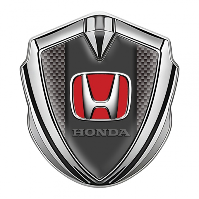Honda Trunk Emblem Badge Silver Grey Carbon Red Logo Design