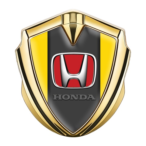 Honda Metal Bodyside Domed Emblem Gold Yellow Red Design