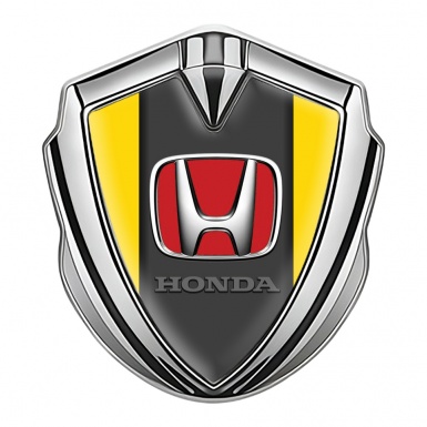 Honda Metal Bodyside Domed Emblem Silver Yellow Red Design